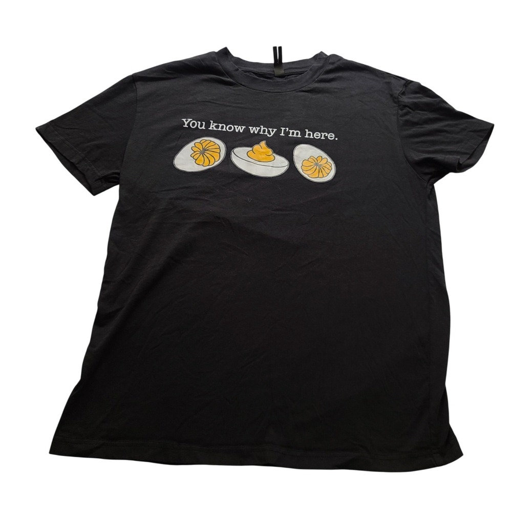 PFR New York Men's You Know Why I'm Here Deviled Egg Graphic T-Shirt Black L